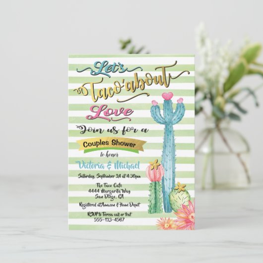Taco'aboutラブメキシコのフィエスタカップルのシャワー 招待状 (スタンド正面)