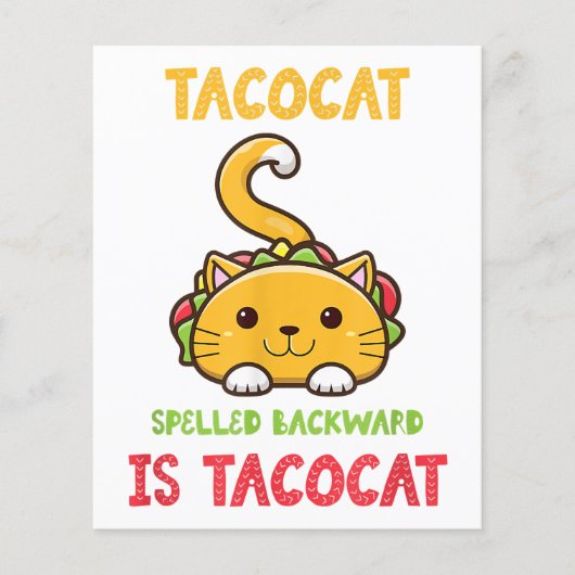 Tacocatは逆にスペルされたTacocat おもしろい Cat チラシ (正面)