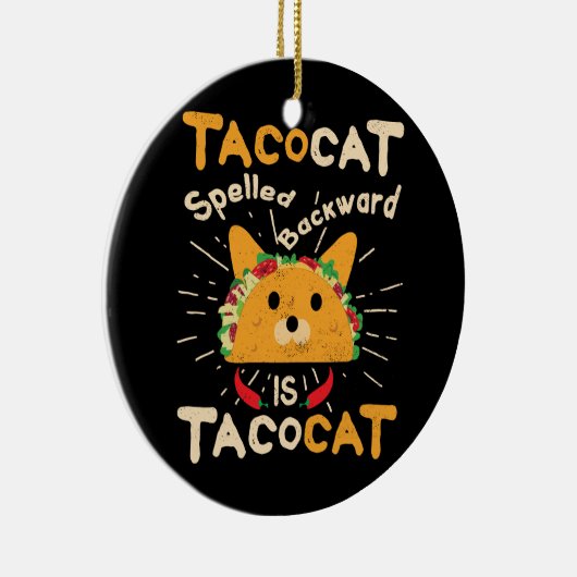 TacocatはCinco deメーヨー猫のタコスを後方に綴りました セラミックオーナメント (右)