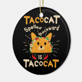 TacocatはCinco deメーヨー猫のタコスを後方に綴りました セラミックオーナメント (左)