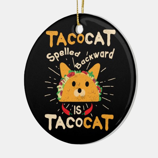TacocatはCinco deメーヨー猫のタコスを後方に綴りました セラミックオーナメント (左)