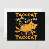 TacocatはCinco deメーヨー猫のタコスを後方に綴りました ポストカード (正面/裏面)