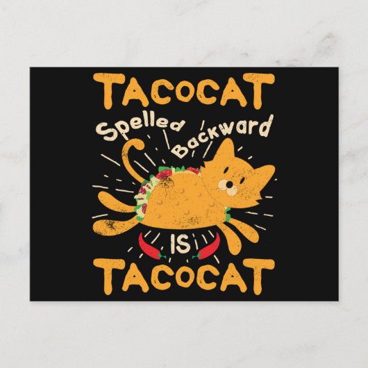 TacocatはCinco deメーヨー猫のタコスを後方に綴りました ポストカード (正面)