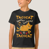 TacocatはCinco deメーヨー猫のタコスを後方に綴りました Tシャツ (正面)