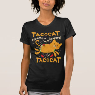TacocatはCinco deメーヨー猫のタコスを後方に綴りました Tシャツ