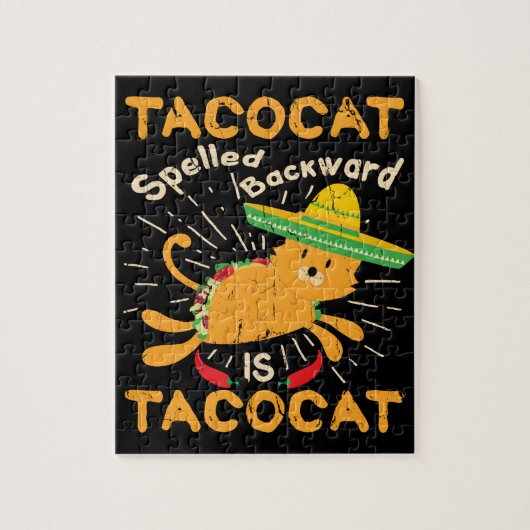 Tacocat写実的なCinco deメーヨー猫のタコス ジグソーパズル (縦)