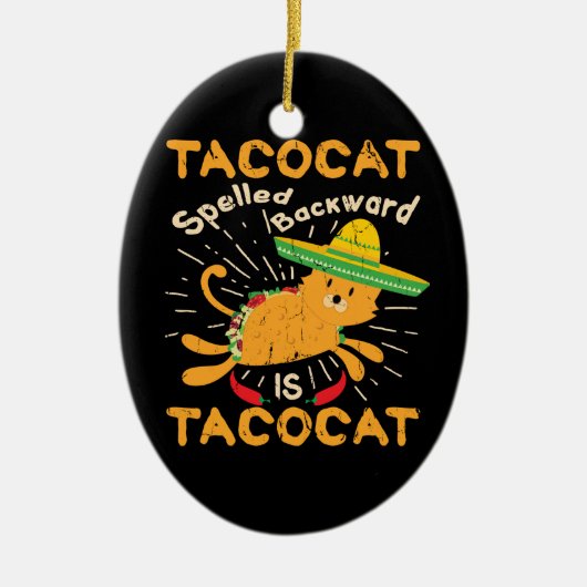 Tacocat写実的なCinco deメーヨー猫のタコス セラミックオーナメント (正面)