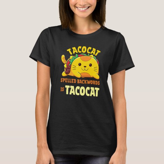 Tacocat BackwardsはTacocat CatとTacoである Tシャツ (正面)
