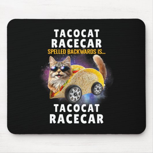 Tacocat Racecarの後ろ向きメキシおもしろいカンCa マウスパッド (正面)