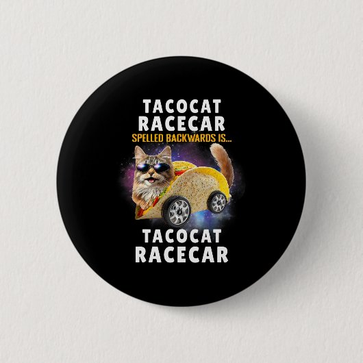 Tacocat Racecarの後ろ向きメキシおもしろいカンCa 缶バッジ (正面)