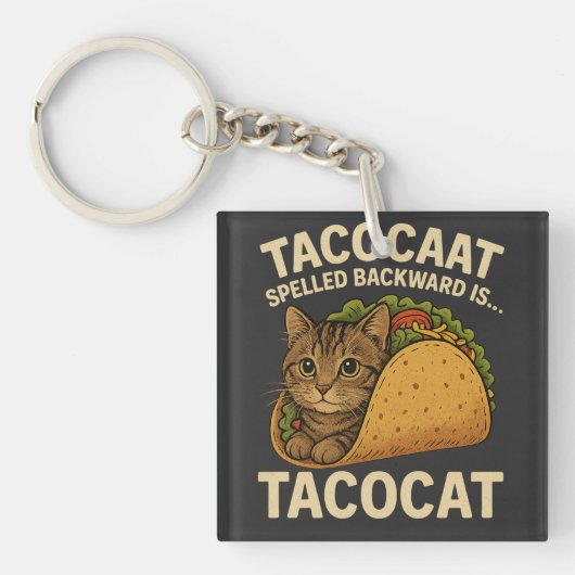 TACOCAT SPELLING BACKWARD... - Love CatとTaco キーホルダー (正面)