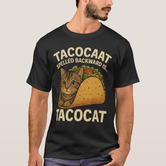 TACOCAT SPELLING BACKWARD... - Love CatとTaco Tシャツ (正面)