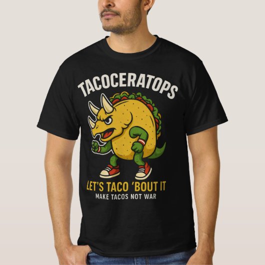 Tacoceratops Lets Taco Bout It Dinosaur Food Pun Tシャツ (正面)