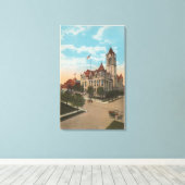 Tacoma, WA – ピアシング郡コートハウスのビュー キャンバスプリント (インサイチュ (ウッドフロア))