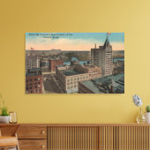 Tacoma, WA - Bird's Eye View of Downtown キャンバスプリント (インサイチュ (リビング))