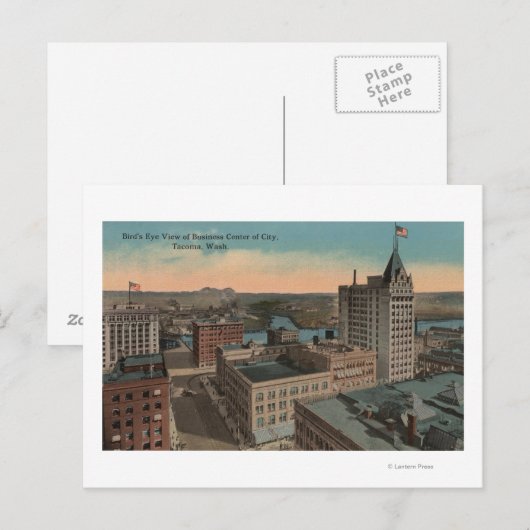 Tacoma, WA - Bird's Eye View of Downtown ポストカード (正面/裏面)