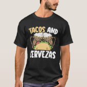 TacosとCervazas Beer Drinker Mexican Cinco de M Tシャツ (正面)