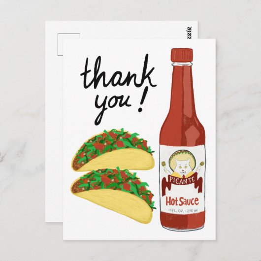 TACOS スパイシーホットソース 猫のマラカス ありがとう ポストカード (正面/裏面)