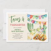 Tacos and Margaritas Mexican Adult Birthday 招待状 (正面)