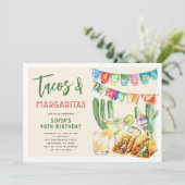 Tacos and Margaritas Mexican Adult Birthday 招待状 (スタンド正面)