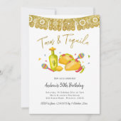 Tacos and Tequila Fiesta Birthday Invitation 招待状 (正面)