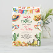 Tacos and Tequila Mexican Adult Birthday 招待状 (スタンド正面)