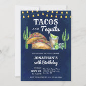 Tacos and Tequila Mexican Fiesta Adult Birthday  招待状 (正面)