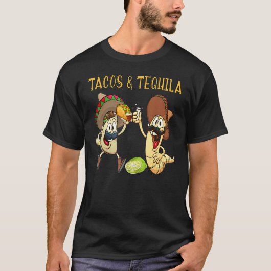 Tacos And Tequila Patron Tequila Mens Tequila Haku Tシャツ (正面)