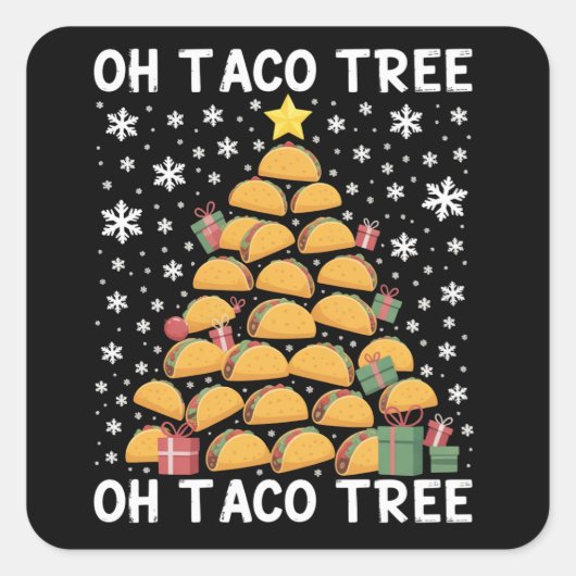 Tacos Christmas Tree Funny Xmas Foodie Mexican  スクエアシール (正面)