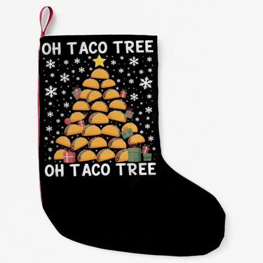 Tacos Christmas Tree Funny Xmas Foodie Mexican スモールクリスマスストッキング (正面)