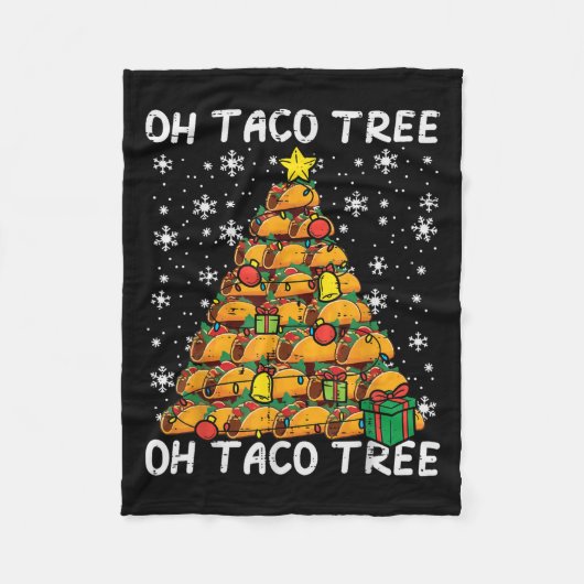 Tacos Christmas Tree Funny Xmas Foodie Mexican Men フリースブランケット (正面)