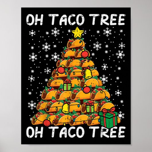 Tacos Christmas Tree Funny Xmas Foodie Mexican Men ポスター (正面)