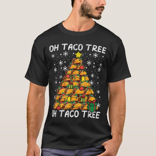 Tacos Christmas Tree Funny Xmas Foodie Mexican Men Tシャツ (正面)