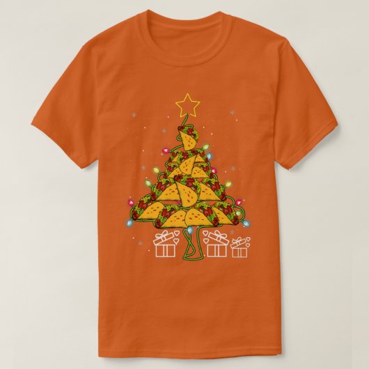 Tacos Christmas Tree Led Lights Cute Xmas Meican F Tシャツ (デザイン正面)