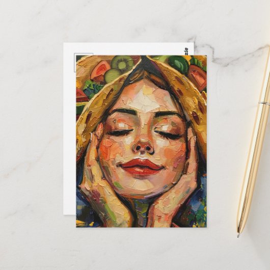 Tacos on my Mind Woman ポストカード (正面/裏面インサイチュ)