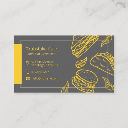 Tacos & Sandwichesレストランビジネスカード 名刺 (正面)