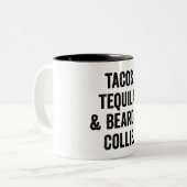 Tacos Tequila And Bearded Collie Funny ツートーンマグカップ (正面左)