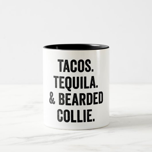 Tacos Tequila And Bearded Collie Funny ツートーンマグカップ (中央)