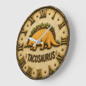 Tacosaurus Funny Taco Dinosaur ラージ壁時計 (傾斜)