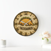 Tacosaurus Funny Taco Dinosaur ラージ壁時計 (ホーム)