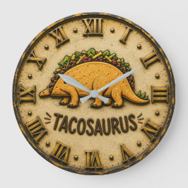 Tacosaurus Funny Taco Dinosaur ラージ壁時計