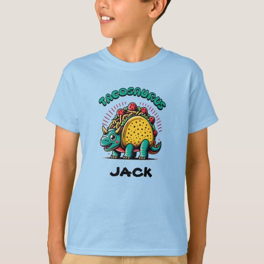 Tacosaurus Triceratops Funny Cartoon Tシャツ (正面)