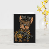 Tactical Frenchie Funny Dog Bulldog With Nvg Meme カード (黄色い花)