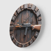 Tactical Rifle Barrel Wood ラージ壁時計 (傾斜)