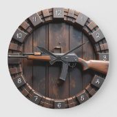 Tactical Rifle Barrel Wood ラージ壁時計 (正面)