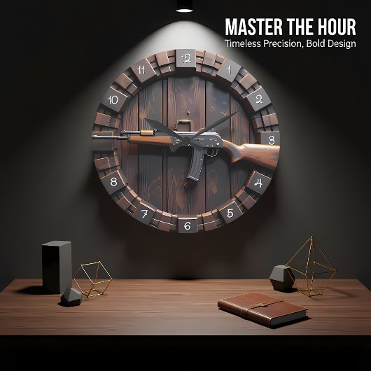 Tactical Rifle Barrel Wood ラージ壁時計