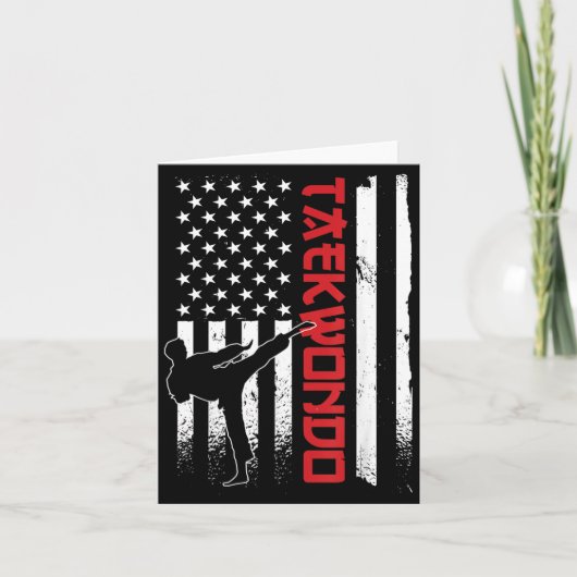 Taekwondo American Flag Taekwondo Fighter US Flag カード (正面)