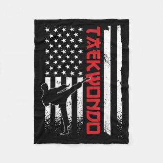 Taekwondo American Flag Taekwondo Fighter US Flag フリースブランケット