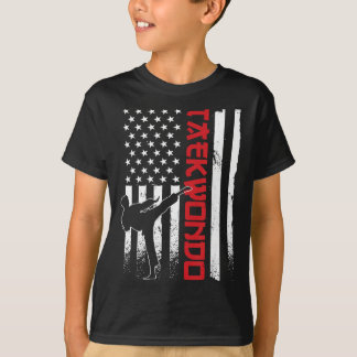 Taekwondo American Flag Taekwondo Fighter US Flag Tシャツ