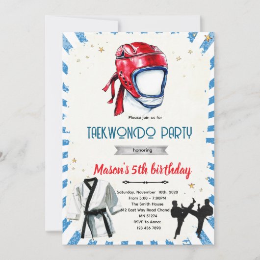 Taekwondo birthday party invitation 招待状 (正面)